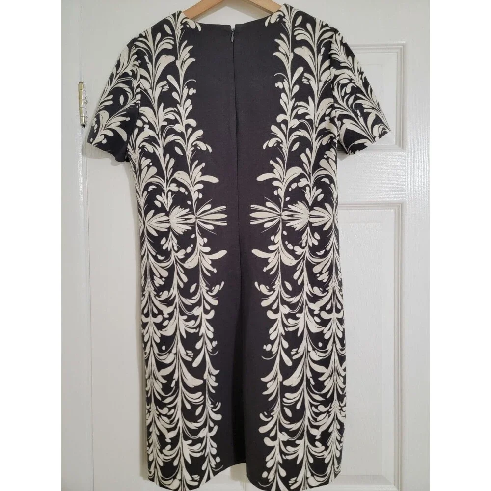 Tory Burch Brushstroke‎ Symphony Mini Gray and Cream shift dress Size M
